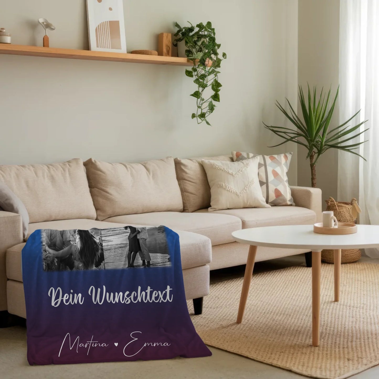 Decke Mit Namen 3 Fotos 1 Herz Foto Karte Wunschtext Te iubesc Liebe auf Rumänisch