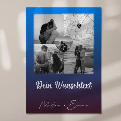 Magnetposter Fotoboard mit 3 Fotos Herz Foto Karte Wunschtext Te iubesc Liebe auf Rumänisch