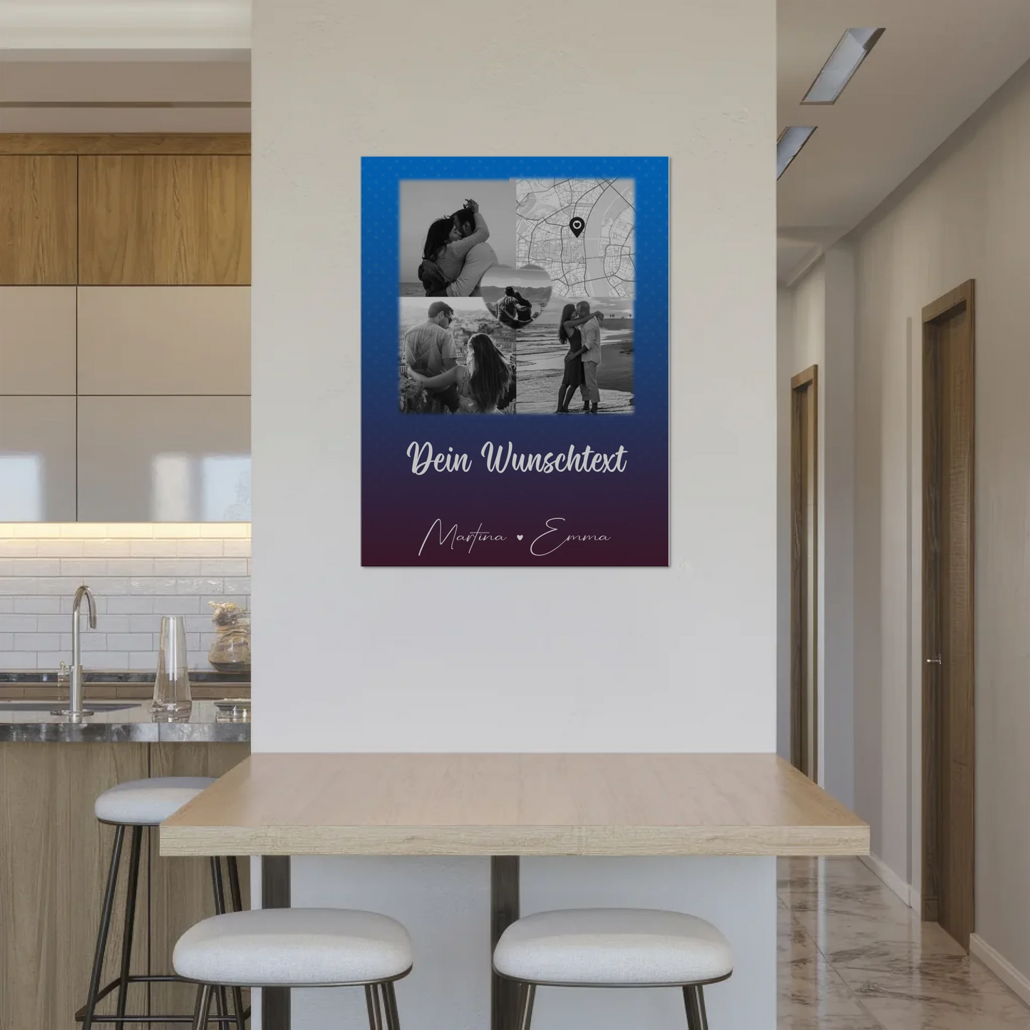 Magnetposter Fotoboard mit 3 Fotos Herz Foto Karte Wunschtext Te iubesc Liebe auf Rumänisch