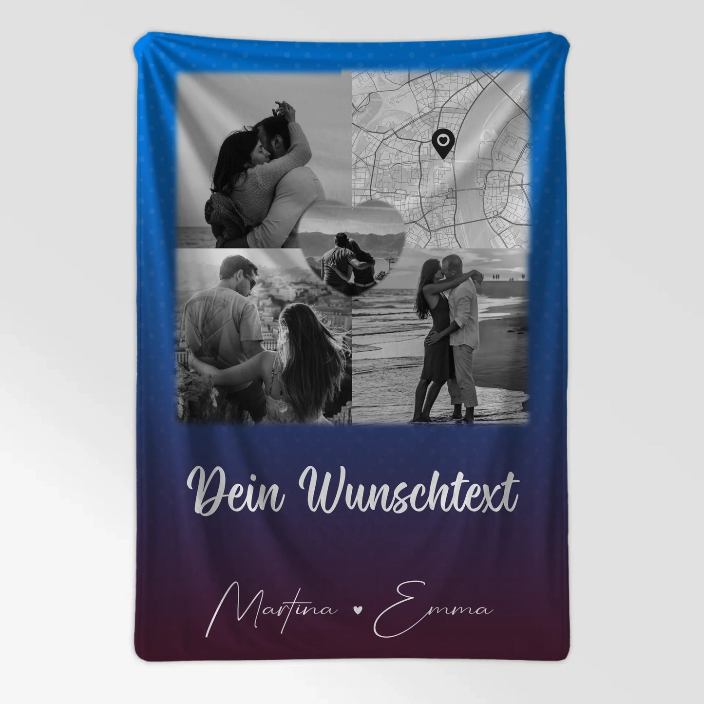 Decke Mit Namen 3 Fotos 1 Herz Foto Karte Wunschtext Te iubesc Liebe auf Rumänisch