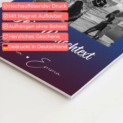 Magnetposter Fotoboard mit 3 Fotos Herz Foto Karte Wunschtext Te iubesc Liebe auf Rumänisch