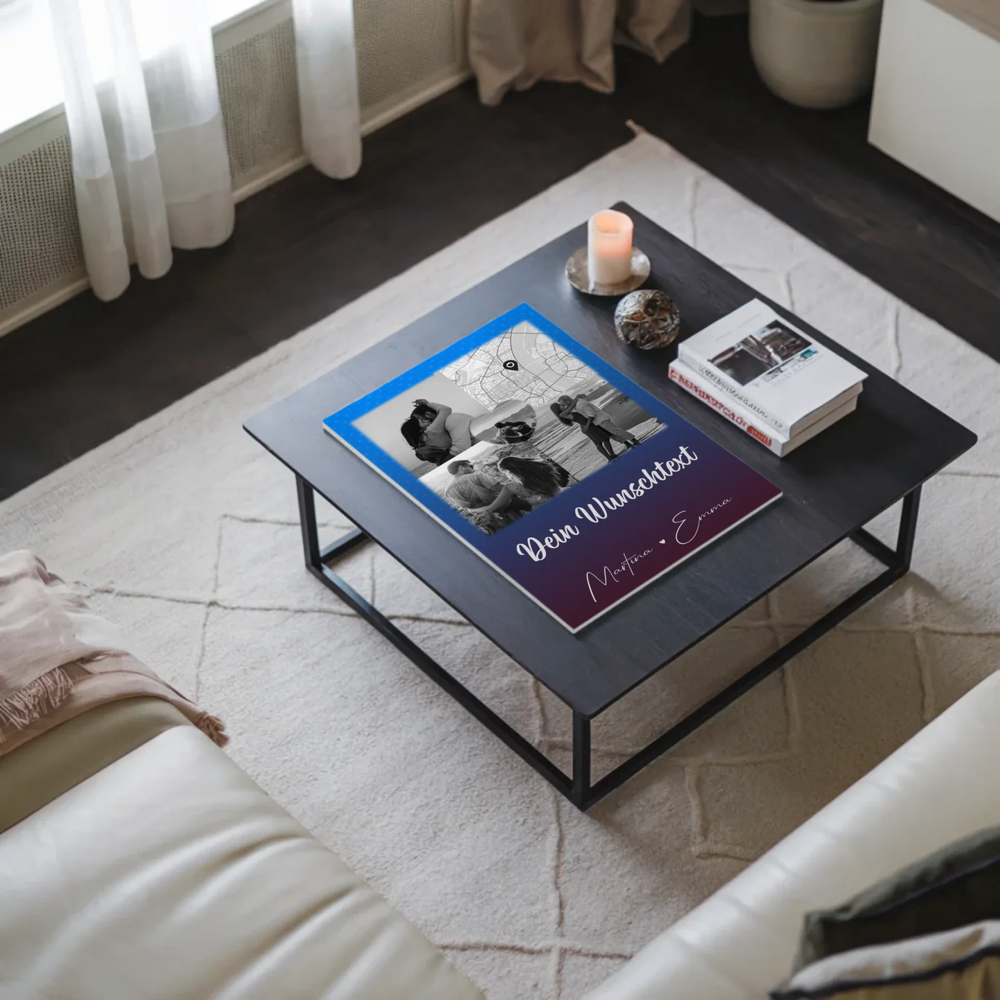 Magnetposter Fotoboard mit 3 Fotos Herz Foto Karte Wunschtext Te iubesc Liebe auf Rumänisch
