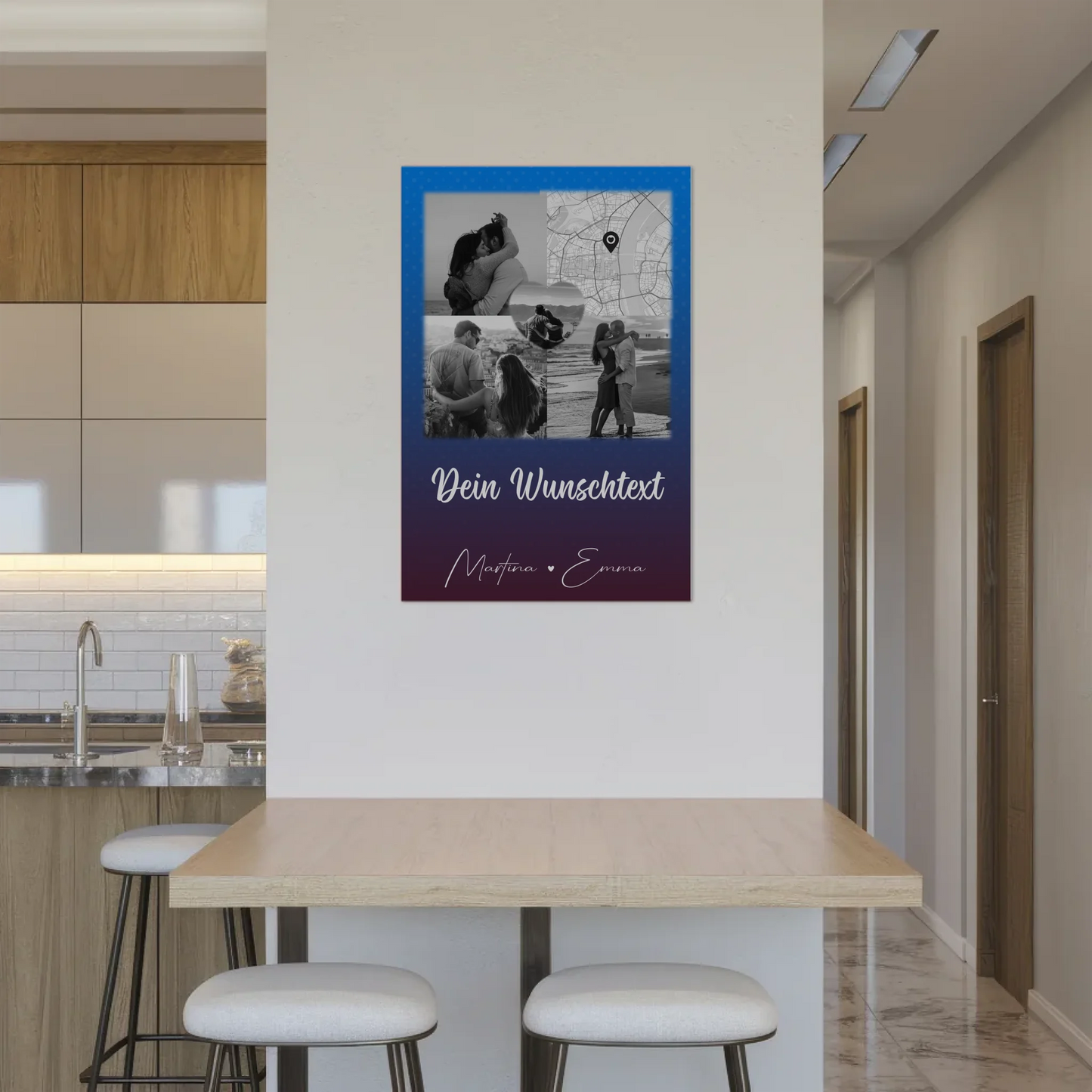 Magnetposter Fotoboard mit 3 Fotos Herz Foto Karte Wunschtext Te iubesc Liebe auf Rumänisch