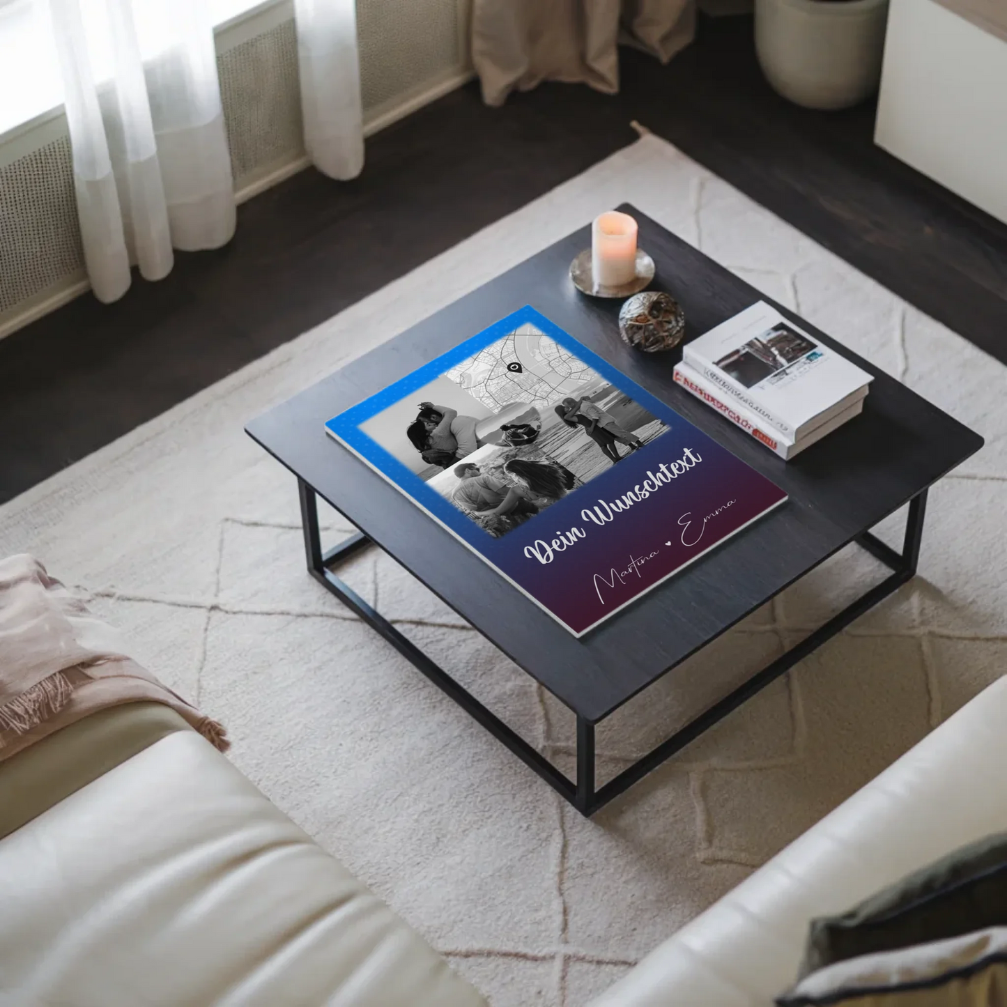 Magnetposter Fotoboard mit 3 Fotos Herz Foto Karte Wunschtext Te iubesc Liebe auf Rumänisch