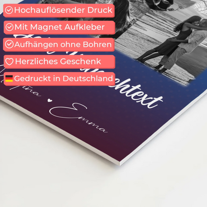 Magnetposter Fotoboard mit 3 Fotos Herz Foto Karte Wunschtext Te iubesc Liebe auf Rumänisch