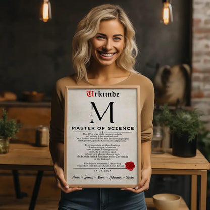 Poster Urkunde Geschenk Zum MasterabschlussMaster Of Science