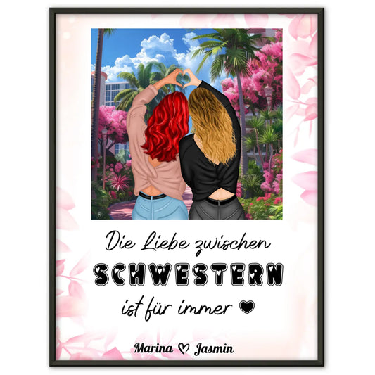Personalisiertes Poster Schwester Liebe zwischen Schwestern Paradies