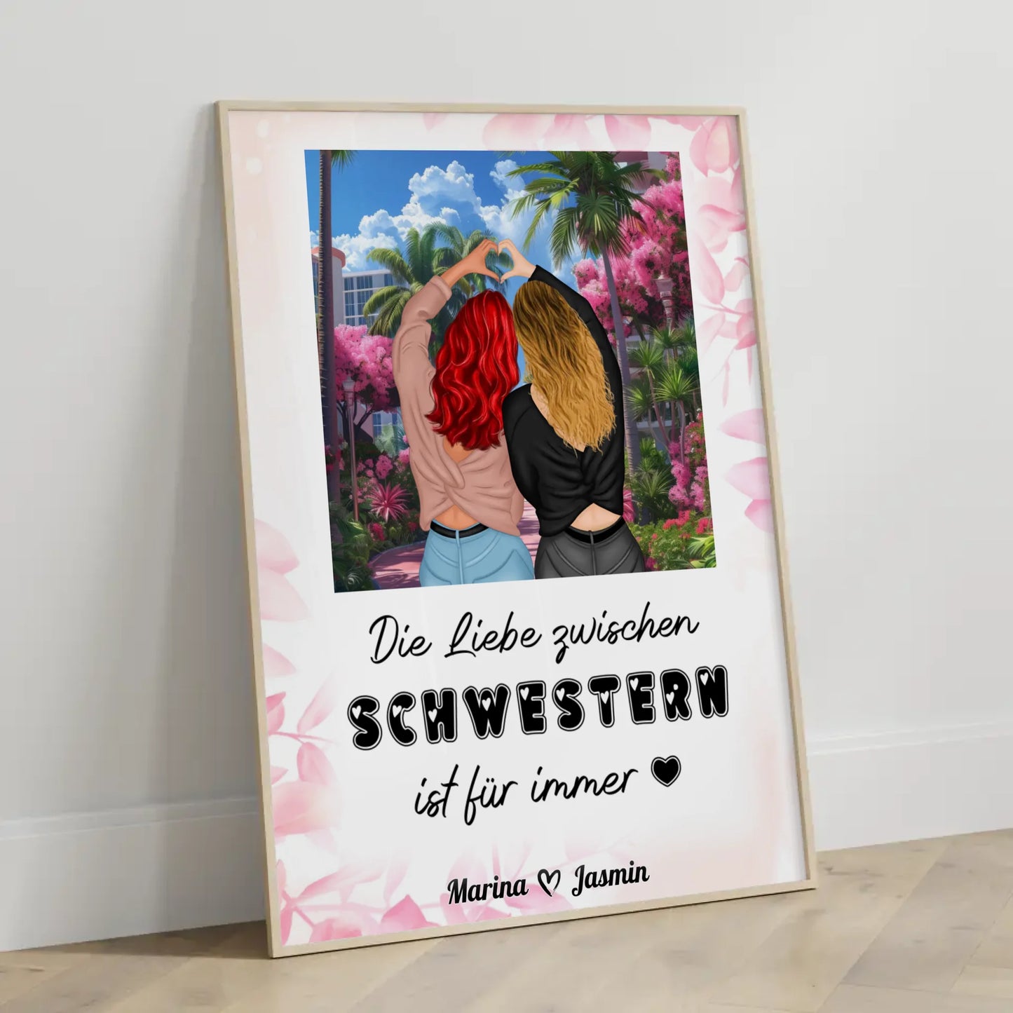 Personalisiertes Poster Schwester Liebe zwischen Schwestern Paradies