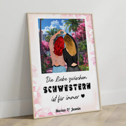 Personalisiertes Poster Schwester Liebe zwischen Schwestern Paradies