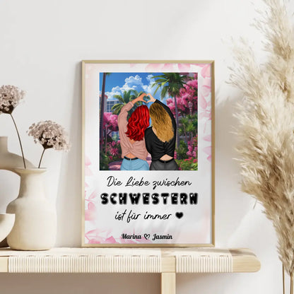 Personalisiertes Poster Schwester Liebe zwischen Schwestern Paradies