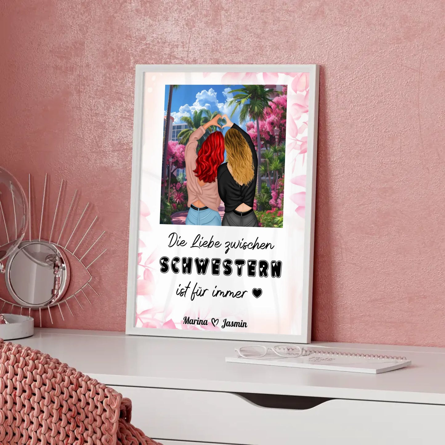 Personalisiertes Poster Schwester Liebe zwischen Schwestern Paradies