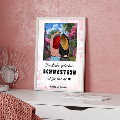 Personalisiertes Poster Schwester Liebe zwischen Schwestern Paradies