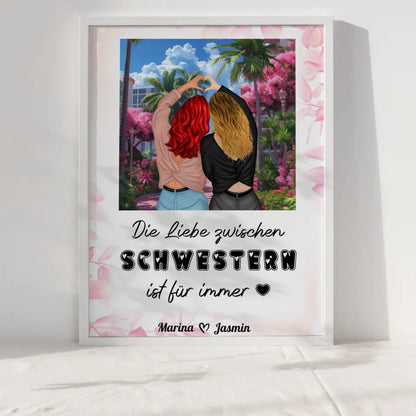 Personalisiertes Poster Schwester Liebe zwischen Schwestern Paradies