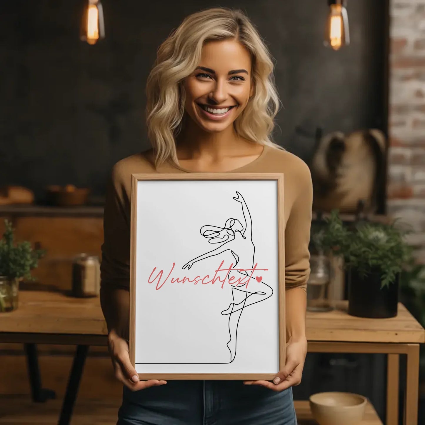 Lineart Poster Personalisiert Tanzen Geschenk Tochter & Schwester für Tänzer Tänzerin Dance