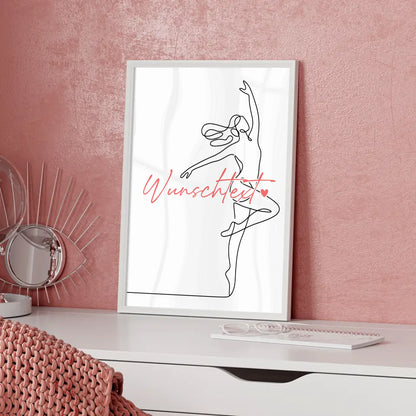 Lineart Poster Personalisiert Tanzen Geschenk Tochter & Schwester für Tänzer Tänzerin Dance