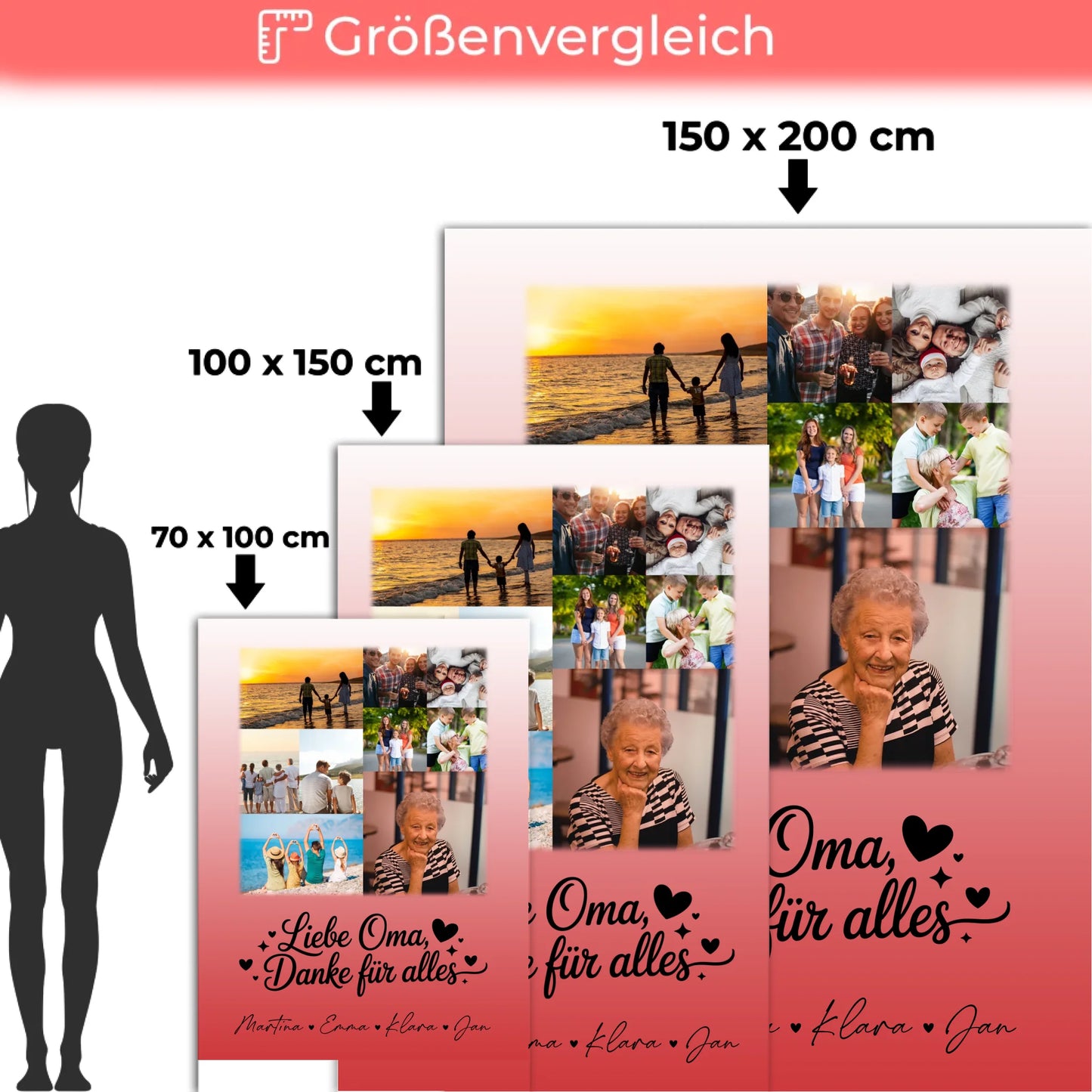 Personalisierte Decke Oma mit 9 Fotos Liebe Oma Danke für alles