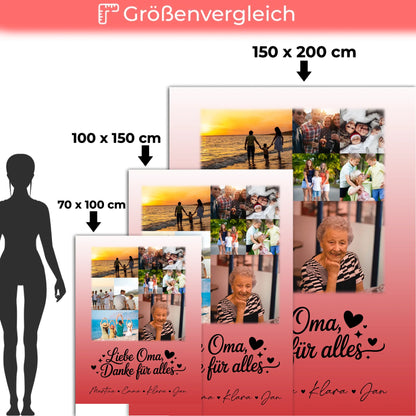 Personalisierte Decke Oma mit 9 Fotos Liebe Oma Danke für alles
