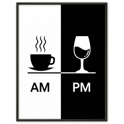 Poster AM PM Kaffeetasse Weinglas Kontrastmotiv