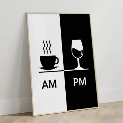 Poster AM PM Kaffeetasse Weinglas Kontrastmotiv