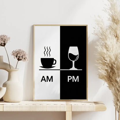Poster AM PM Kaffeetasse Weinglas Kontrastmotiv