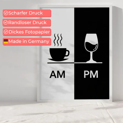 Poster AM PM Kaffeetasse Weinglas Kontrastmotiv