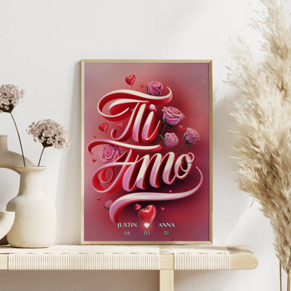 Personalisiertes Paar Poster Ti Amo Geschenk für Sie