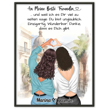 Personalisiertes Poster Freundinnen Einzigartig und Wunderbar