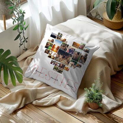 Fotocollage Kissen Herz für Beste Freundin Besties Personalisiert