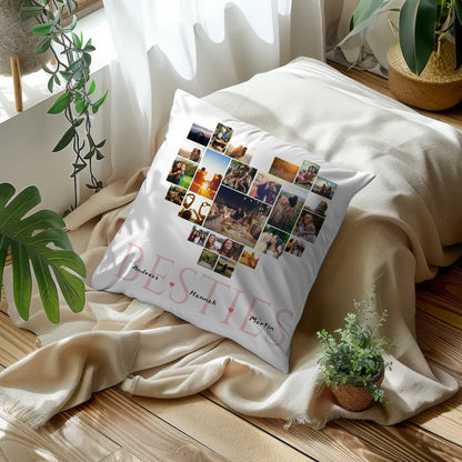 Fotocollage Kissen Herz für Beste Freundin Besties Personalisiert