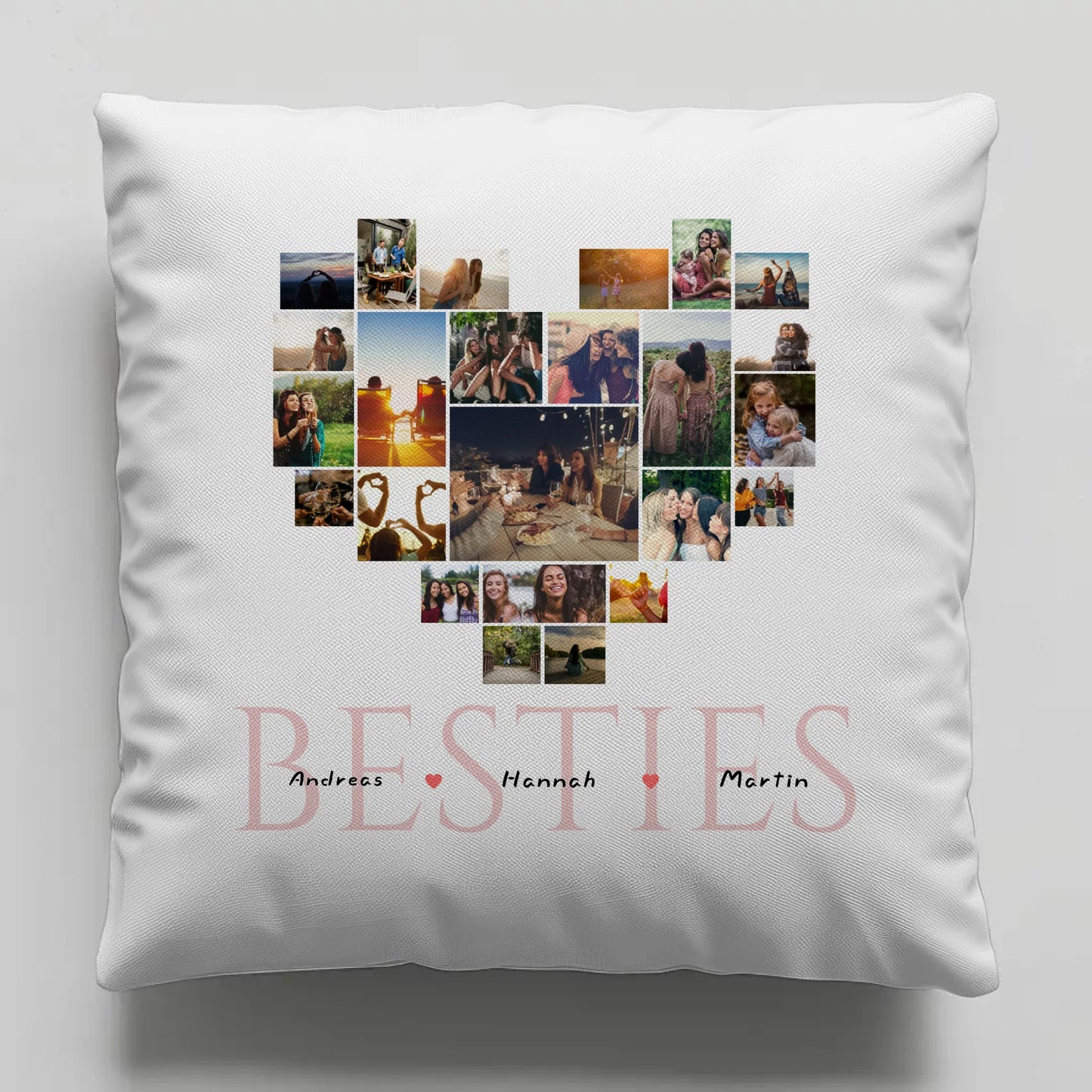 Fotocollage Kissen Herz für Beste Freundin Besties Personalisiert