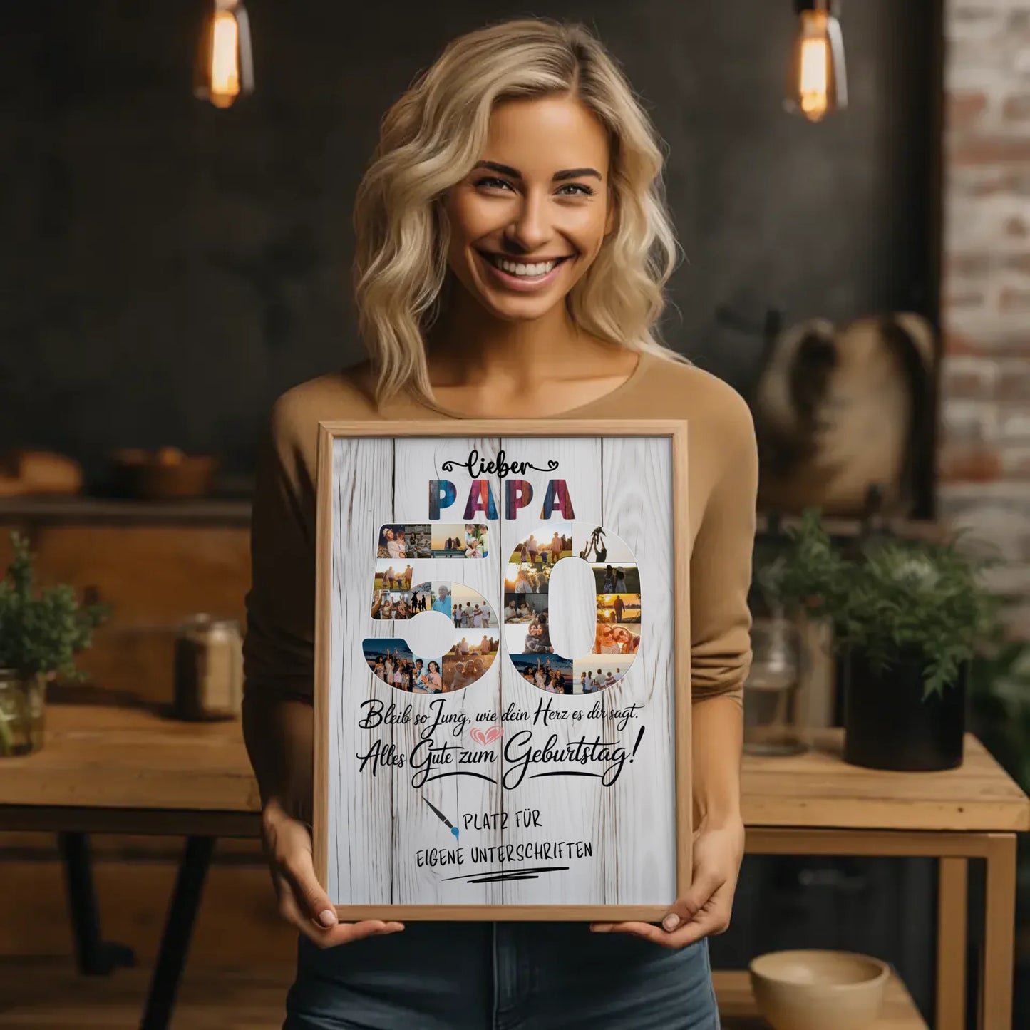 Personalisiertes Poster Papa 50 Geburtstag mit Unterschriften Fotos