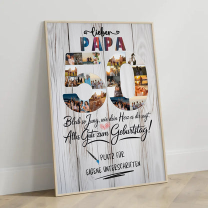 Personalisiertes Poster Papa 50 Geburtstag mit Unterschriften Fotos