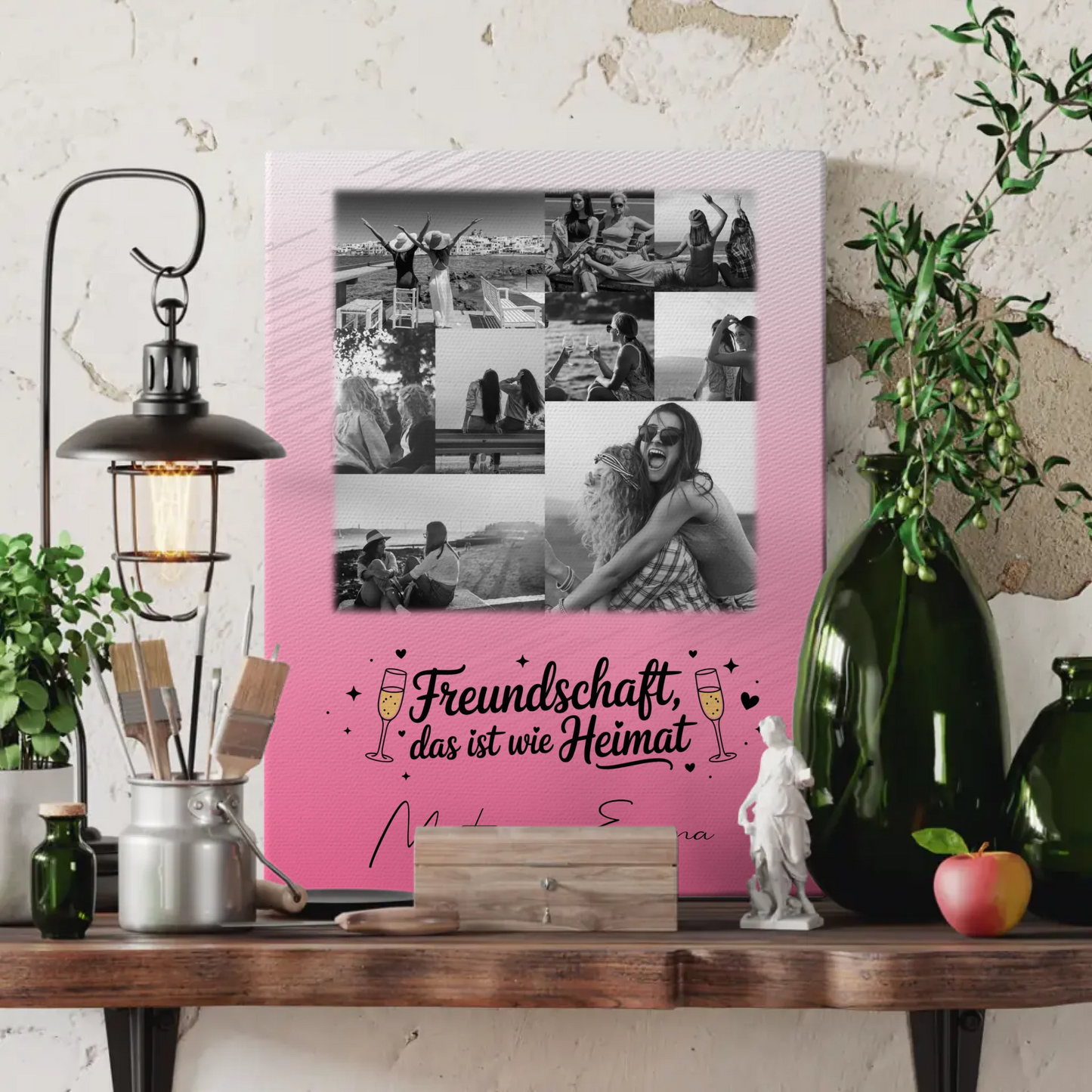 Leinwand Für Beste Freundin mit 9 Fotos Freundschaft ist Heimat personalisiertes Geschenk