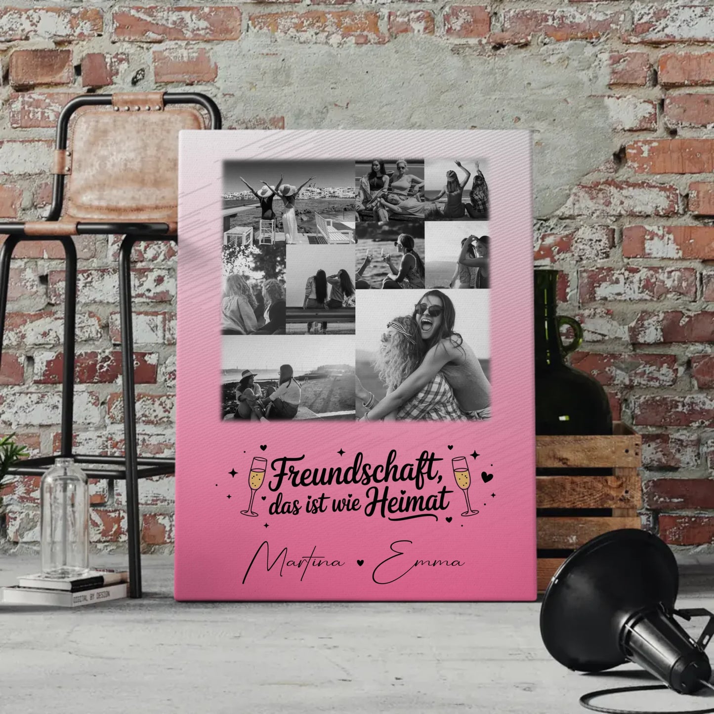 Leinwand Für Beste Freundin mit 9 Fotos Freundschaft ist Heimat personalisiertes Geschenk
