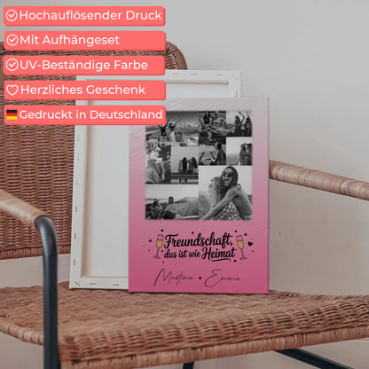 Leinwand Für Beste Freundin mit 9 Fotos Freundschaft ist Heimat personalisiertes Geschenk