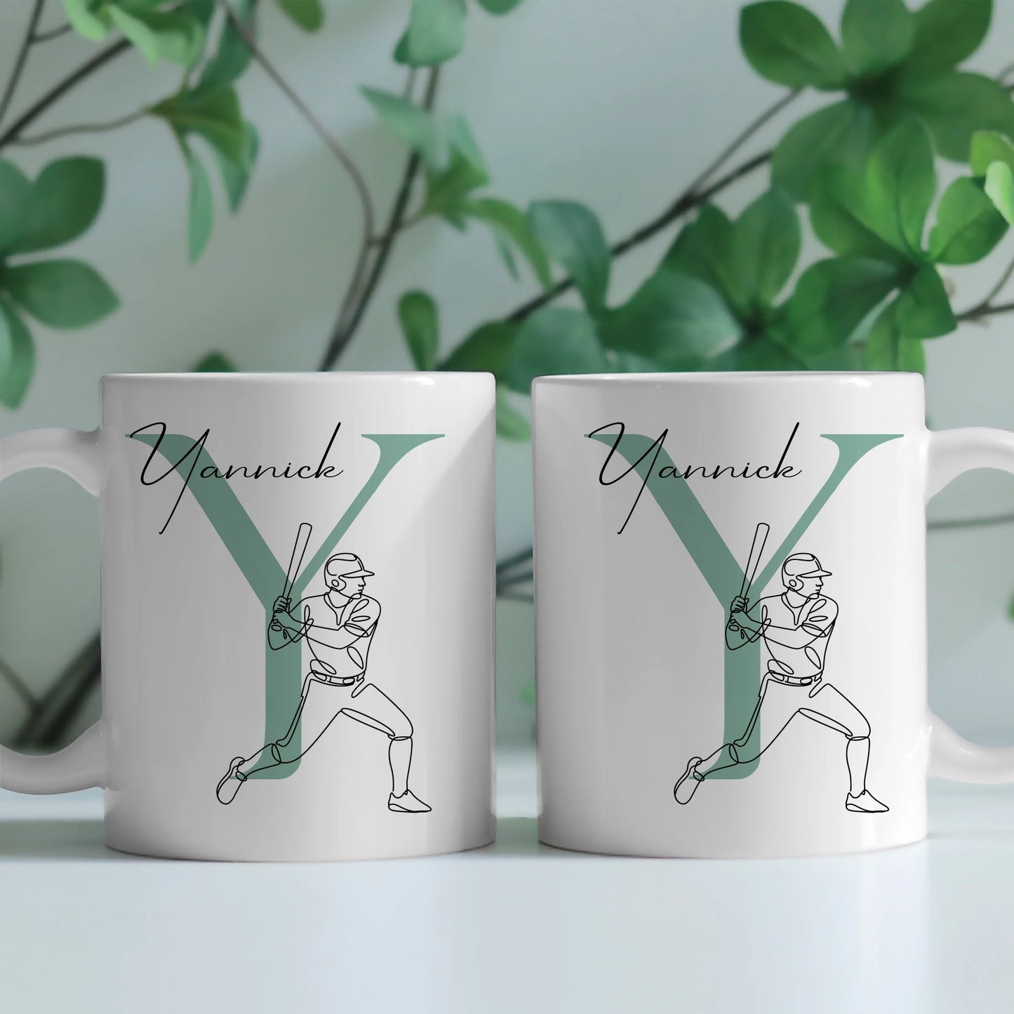 Personalisierte Tasse Mit Name Und Lineart Softball Softballspieler