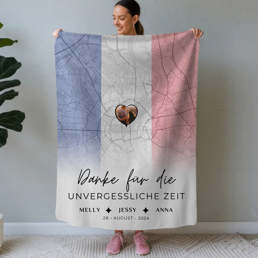 Personalisierte Decke Freundinnen Stadtkarte Foto Frankreich Danke