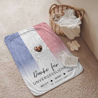 Personalisierte Decke Freundinnen Stadtkarte Foto Frankreich Danke