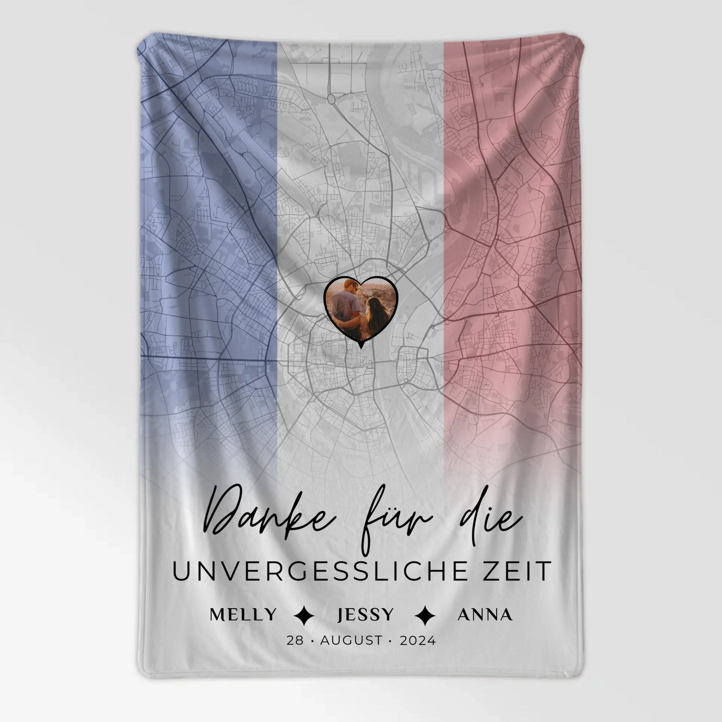 Personalisierte Decke Freundinnen Stadtkarte Foto Frankreich Danke