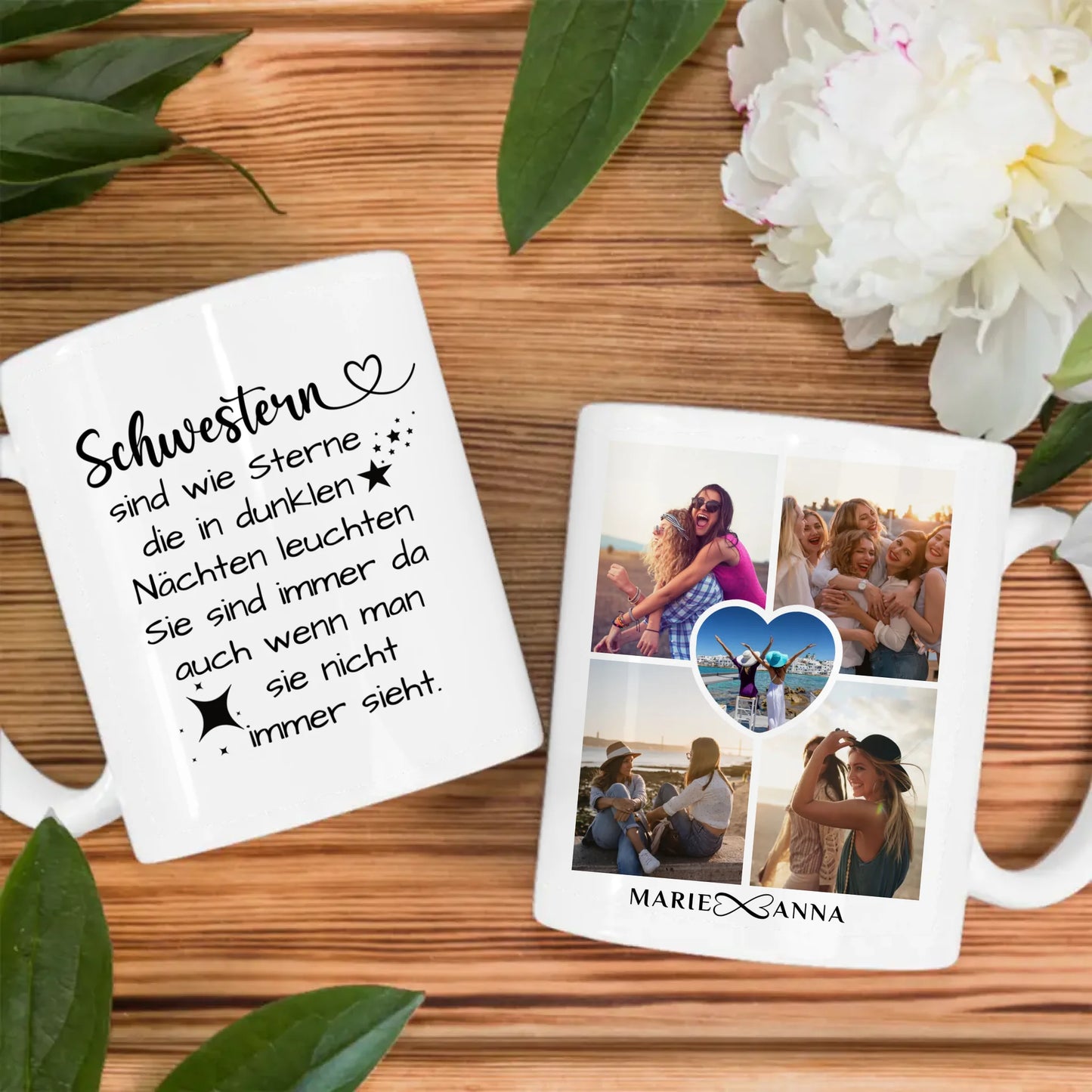 Tasse für Schwester personalisiert Sind wie Sterne Personalisiert