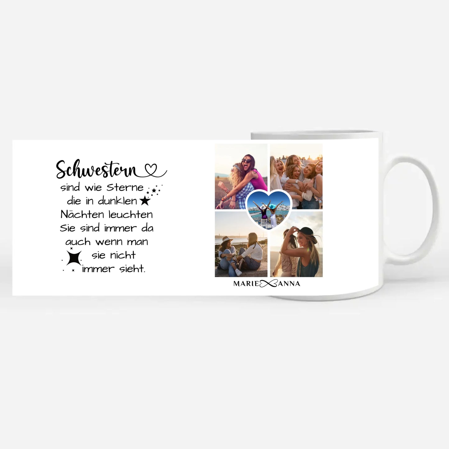 Tasse für Schwester personalisiert Sind wie Sterne Personalisiert