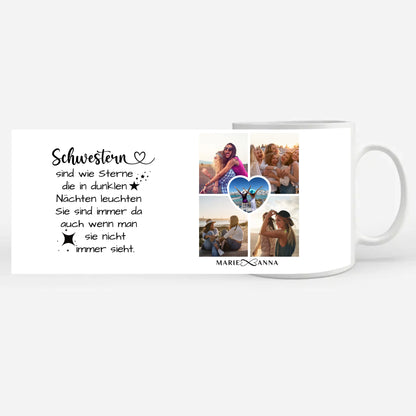 Tasse für Schwester personalisiert Sind wie Sterne Personalisiert
