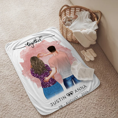Personalisierte Decke Paare Figuren Together mit Namen Verliebte