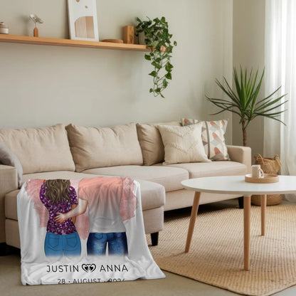 Personalisierte Decke Paare Figuren Together mit Namen Verliebte