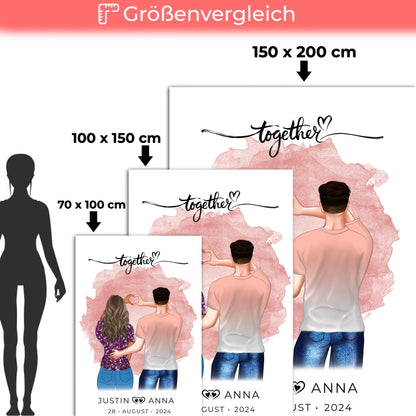 Personalisierte Decke Paare Figuren Together mit Namen Verliebte