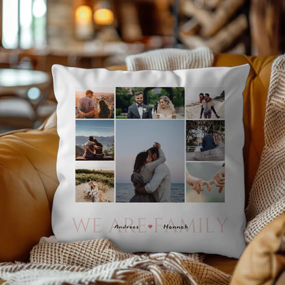 Personalisiertes Kissen Familie Fotocollage 8 Fotos & Namen