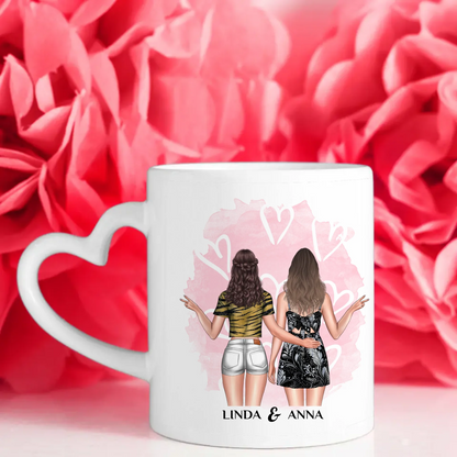 Personalisierte Tasse für Schwesterherz Bist die Beste mit Figuren
