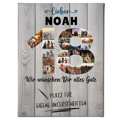 Personalisierte Fotoleinwand mit Wunschtext 18 Geburtstag für Bruder Sohn