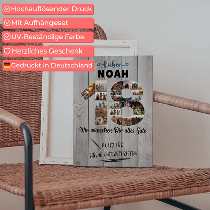 Personalisierte Fotoleinwand mit Wunschtext 18 Geburtstag für Bruder Sohn