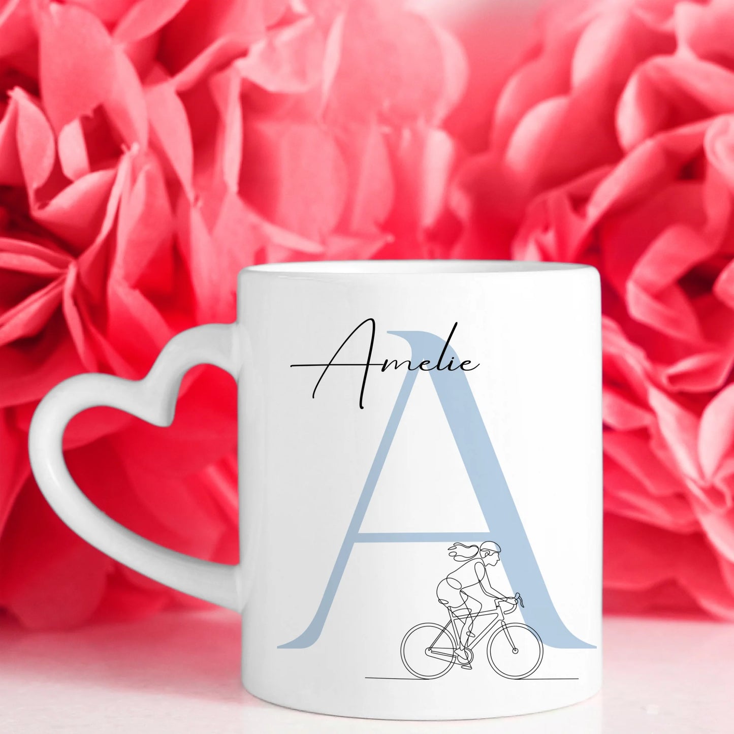 Kaffee Tasse Personalisiert Lineart Radfahrerin Radfahren Geschenk